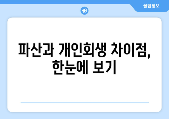 파산과 개인회생 차이점, 한눈에 보기