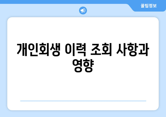 개인회생 이력 조회 사항과 영향