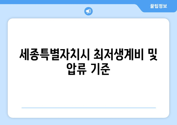 세종특별자치시 최저생계비 및 압류 기준