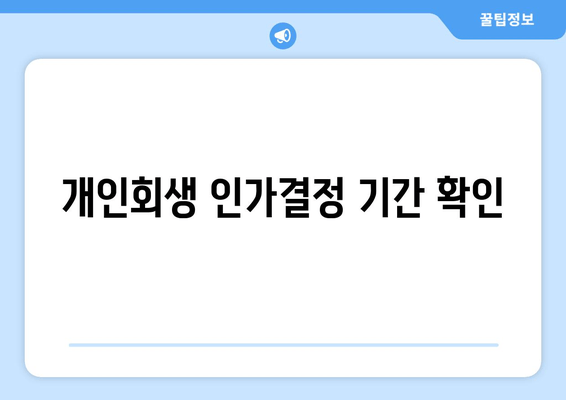 개인회생 인가결정 기간 확인