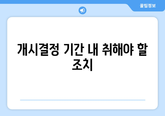 개시결정 기간 내 취해야 할 조치