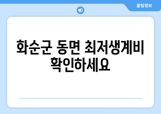 화순군 동면 최저생계비 확인하세요