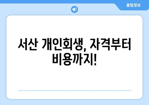 서산 개인회생, 자격부터 비용까지!