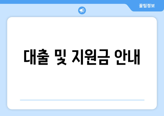 대출 및 지원금 안내