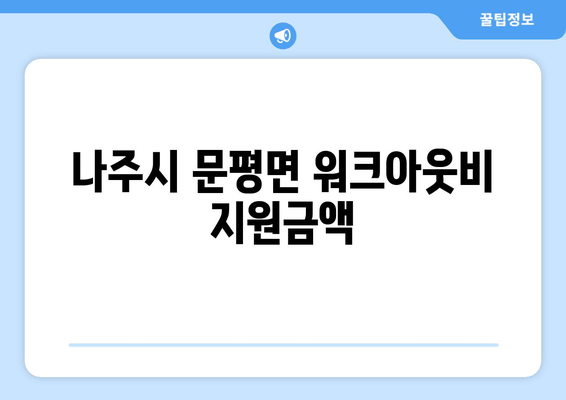 나주시 문평면 워크아웃비 지원금액