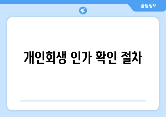 개인회생 인가 확인 절차