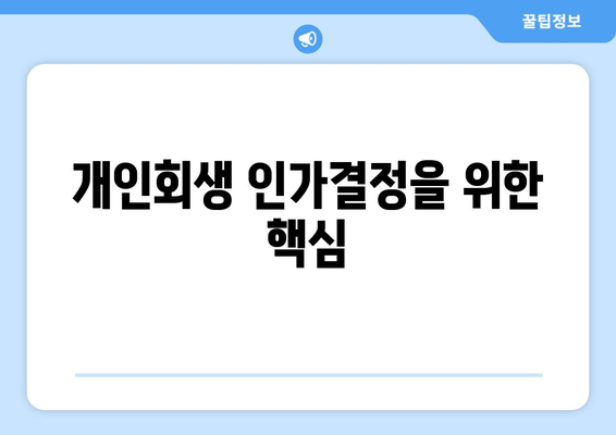 개인회생 인가결정을 위한 핵심