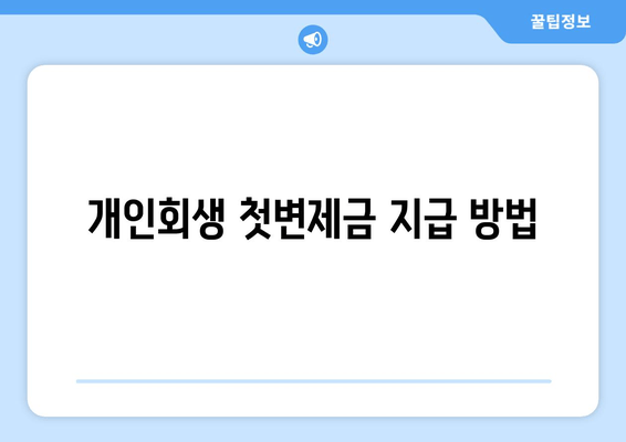 개인회생 첫변제금 지급 방법