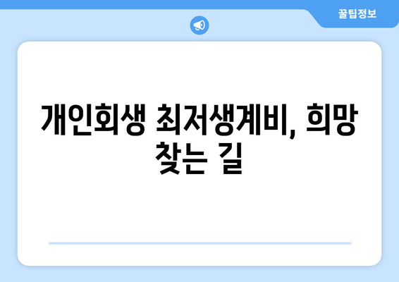 개인회생 최저생계비, 희망 찾는 길