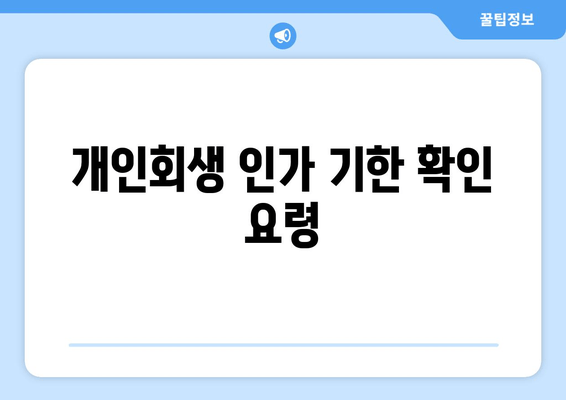 개인회생 인가 기한 확인 요령