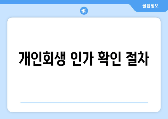 개인회생 인가 확인 절차