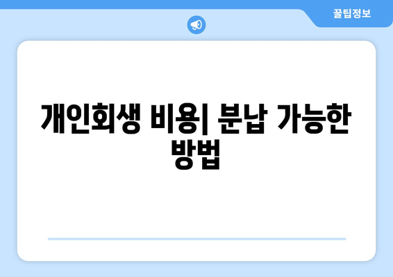 개인회생 비용| 분납 가능한 방법