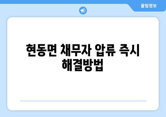 현동면 채무자 압류 즉시 해결방법