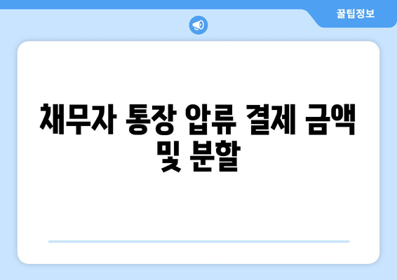 채무자 통장 압류 결제 금액 및 분할