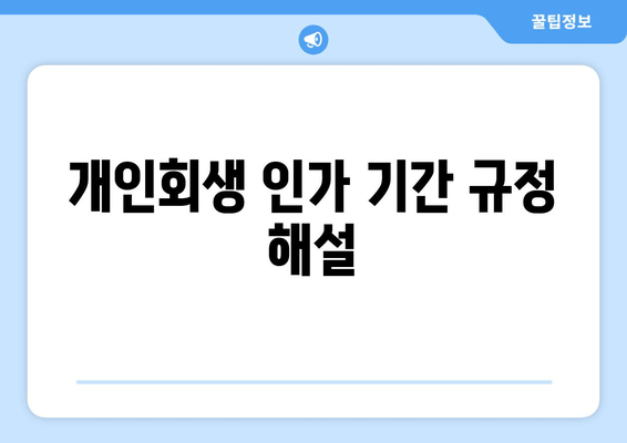 개인회생 인가 기간 규정 해설