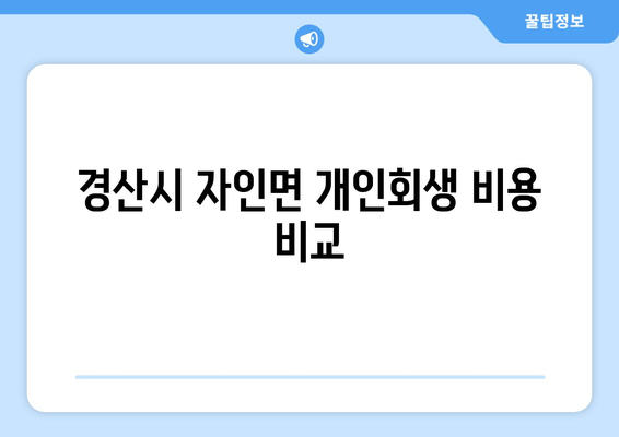 경산시 자인면 개인회생 비용 비교