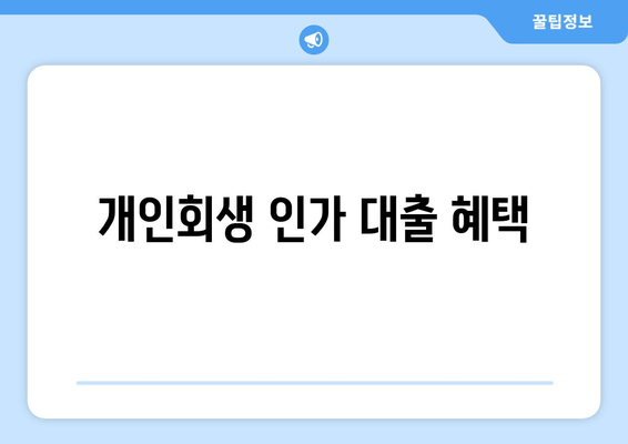 개인회생 인가 대출 혜택