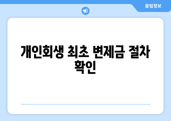 개인회생 최초 변제금 절차 확인