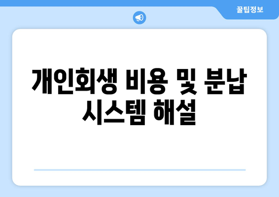 개인회생 비용 및 분납 시스템 해설