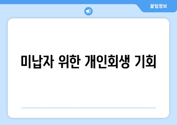 미납자 위한 개인회생 기회