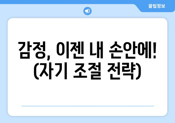 감정, 이젠 내 손안에! (자기 조절 전략)