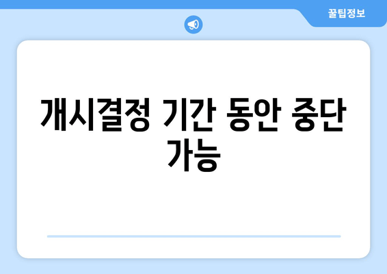 개시결정 기간 동안 중단 가능