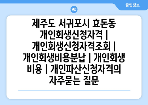 제주도 서귀포시 효돈동 개인회생신청자격 | 개인회생신청자격조회 | 개인회생비용분납 | 개인회생 비용 | 개인파산신청자격