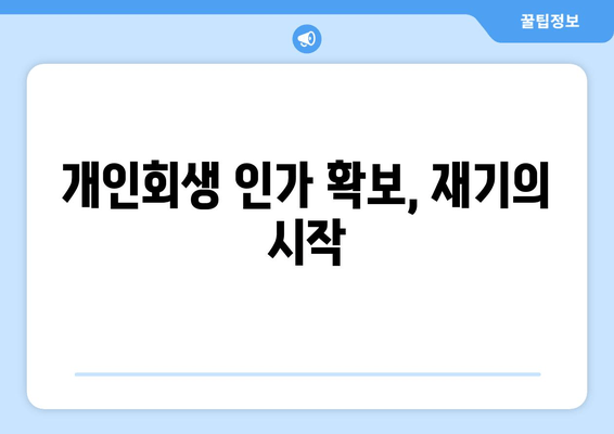 개인회생 인가 확보, 재기의 시작