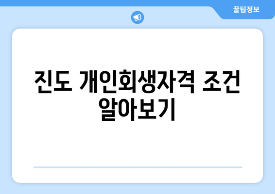 진도 개인회생자격 조건 알아보기