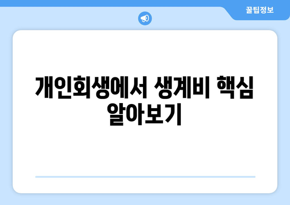 개인회생에서 생계비 핵심 알아보기