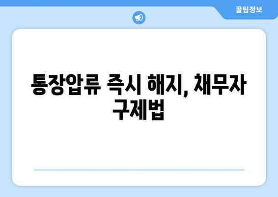 통장압류 즉시 해지, 채무자 구제법