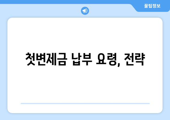 첫변제금 납부 요령, 전략