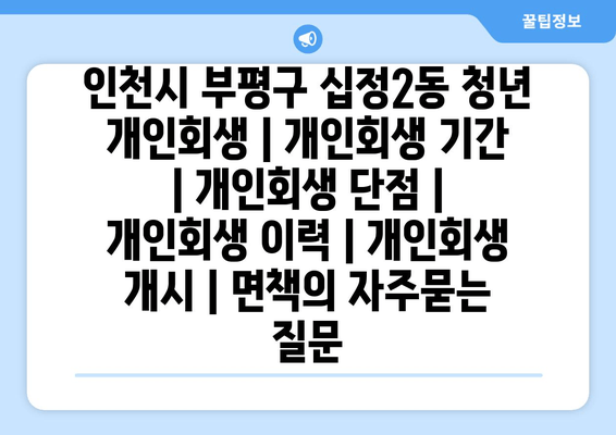 인천시 부평구 십정2동 청년 개인회생 | 개인회생 기간 | 개인회생 단점 | 개인회생 이력 | 개인회생 개시 | 면책