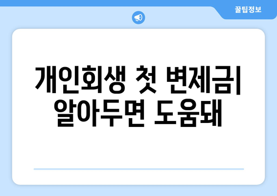 개인회생 첫 변제금| 알아두면 도움돼