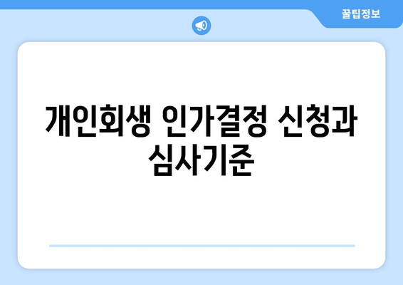 개인회생 인가결정 신청과 심사기준