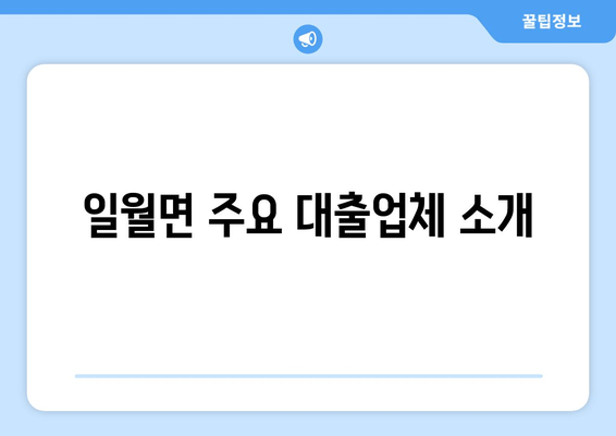 일월면 주요 대출업체 소개