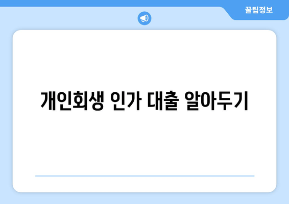 개인회생 인가 대출 알아두기