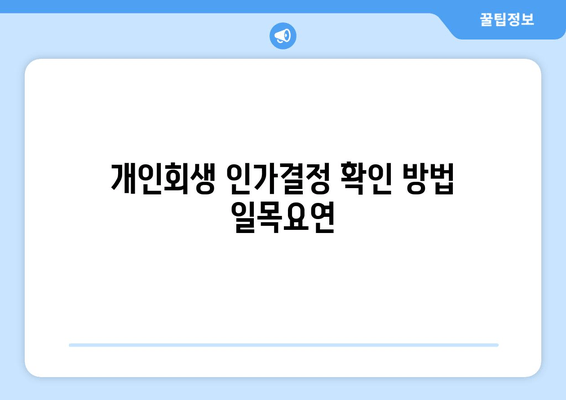 개인회생 인가결정 확인 방법 일목요연