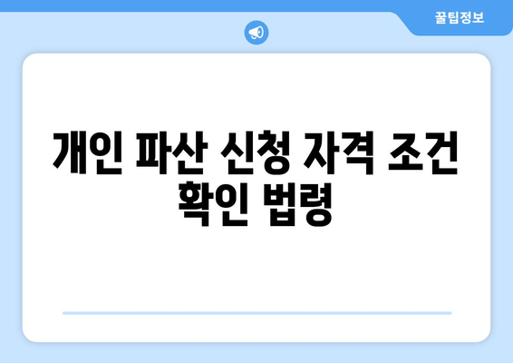 개인 파산 신청 자격 조건 확인 법령