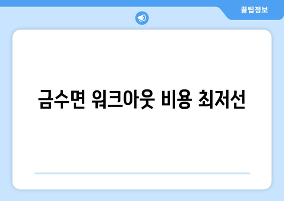 금수면 워크아웃 비용 최저선