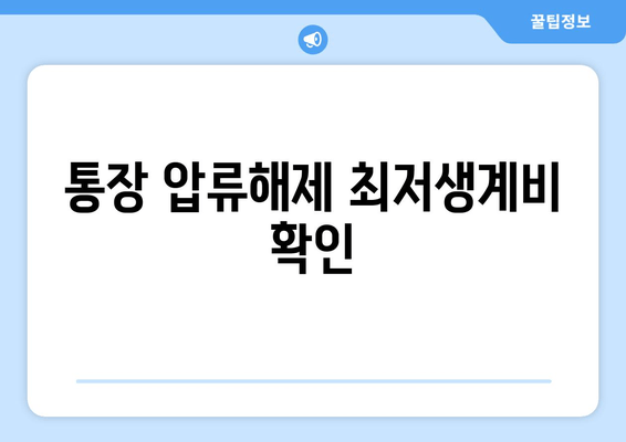 통장 압류해제 최저생계비 확인