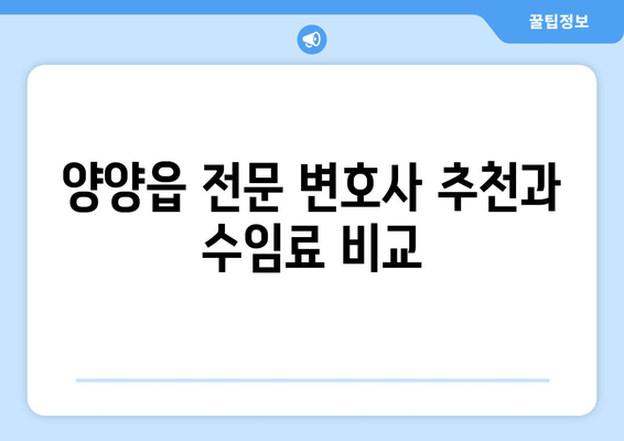 양양읍 전문 변호사 추천과 수임료 비교