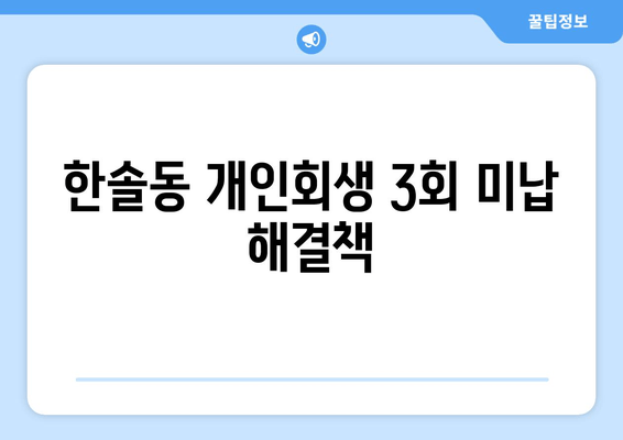 한솔동 개인회생 3회 미납 해결책