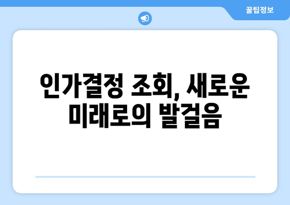 인가결정 조회, 새로운 미래로의 발걸음