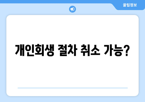 개인회생 절차 취소 가능?