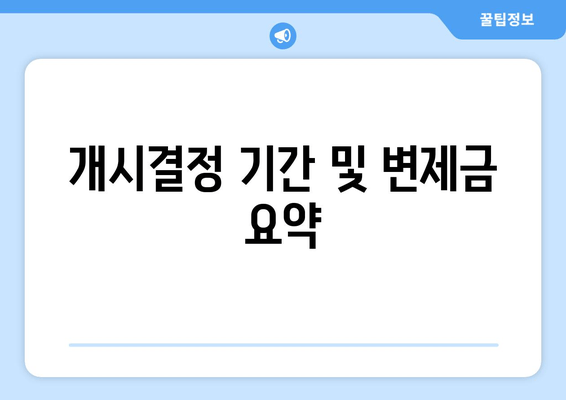 개시결정 기간 및 변제금 요약