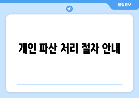 개인 파산 처리 절차 안내