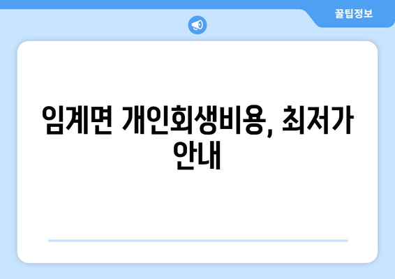 임계면 개인회생비용, 최저가 안내