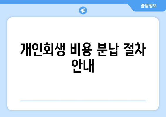 개인회생 비용 분납 절차 안내