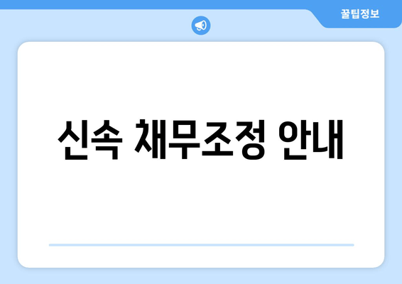 신속 채무조정 안내